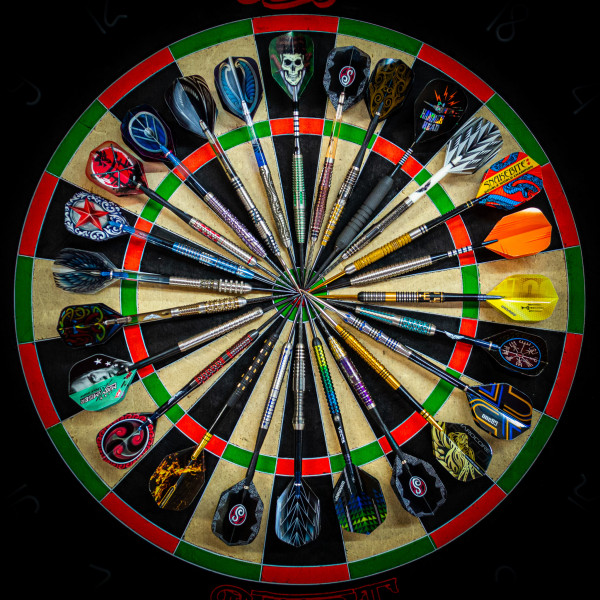 Assorted Darts on Board Assorted Darts on Board